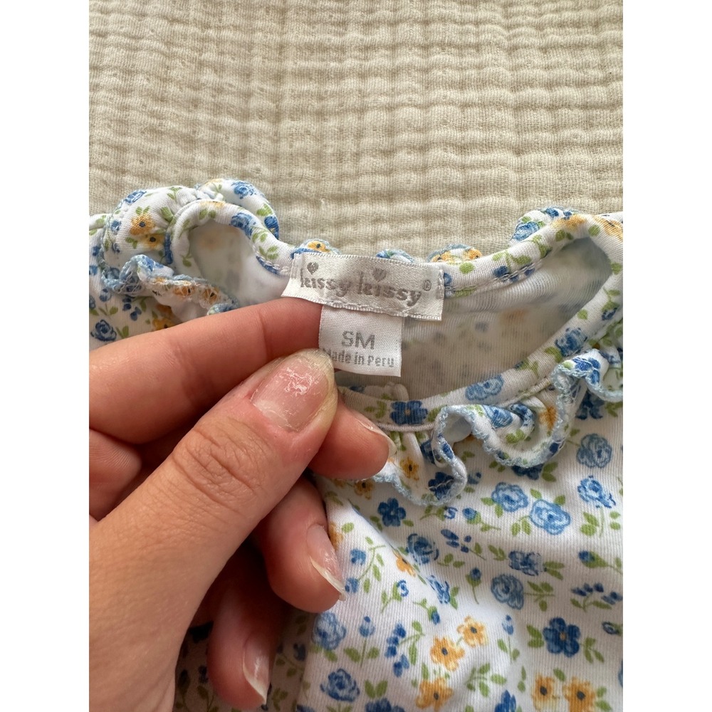 Kissy Kissy Baby Girl Floral Footie Pajamas Gown Smocked Bundle Pink Blue 0-3 - Picture 2 of 6
